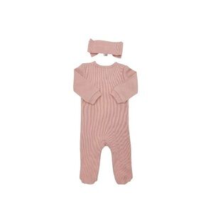 Rabbit Moon Organic Baby Unisex 2 Pc Footed Coverall Set, 0/3 Month